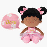 Personalized Deep Skin Tone Plush Pink Dora Doll