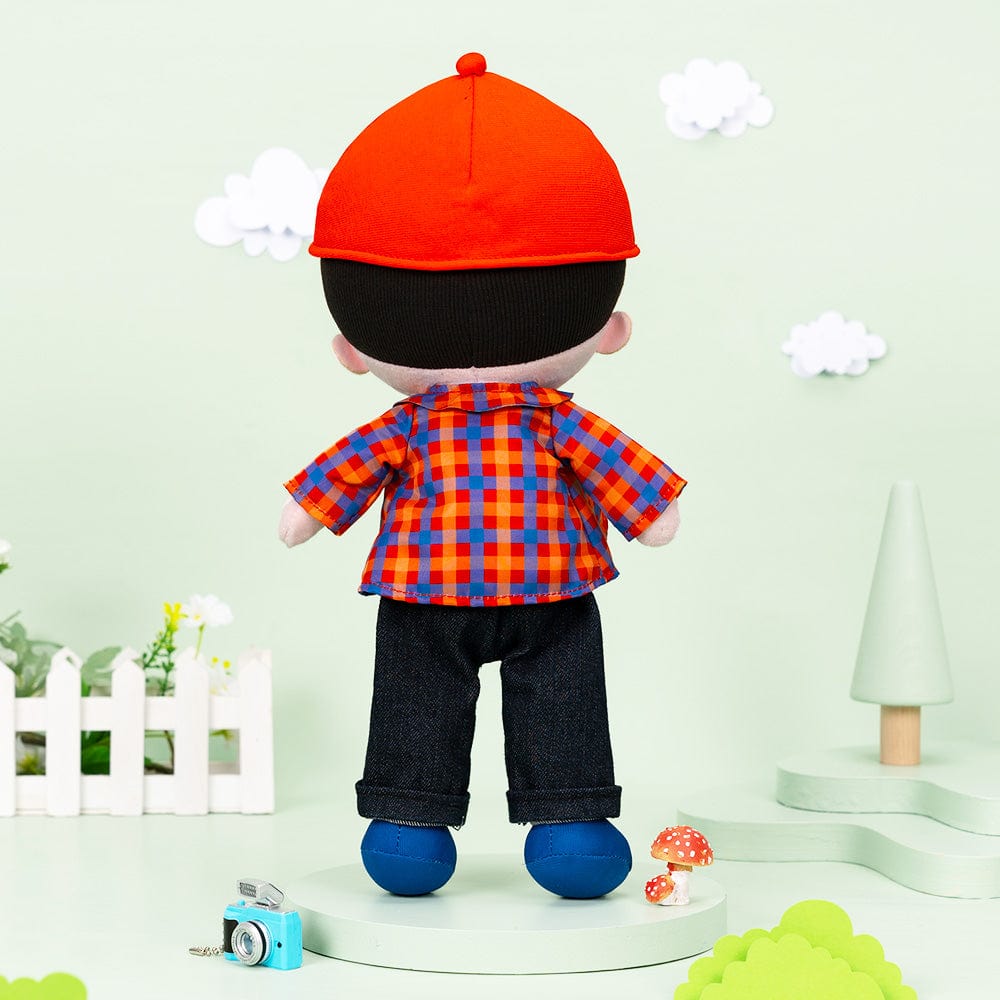 OUOZZZ Personalized Plaid Jacket Plush Baby Boy Doll Plaid Jacket