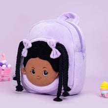 Load image into Gallery viewer, OUOZZZ Personalized Deep Skin Tone Plush Purple Ash Backpack Only Backpack