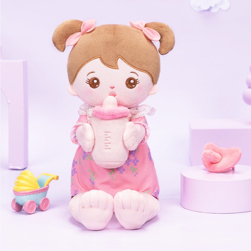 OUOZZZ Personalized Pink Sitting Position Plush Lite Baby Girl Doll