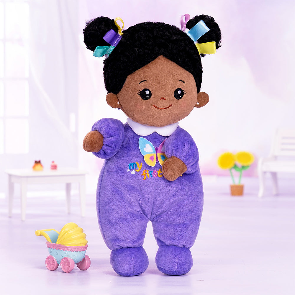 Personalized Purple Deep Skin Tone Mini Plush Baby Doll