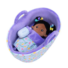 Load image into Gallery viewer, Personalized Purple Deep Skin Tone Mini Plush Baby Doll &amp; Gift Set