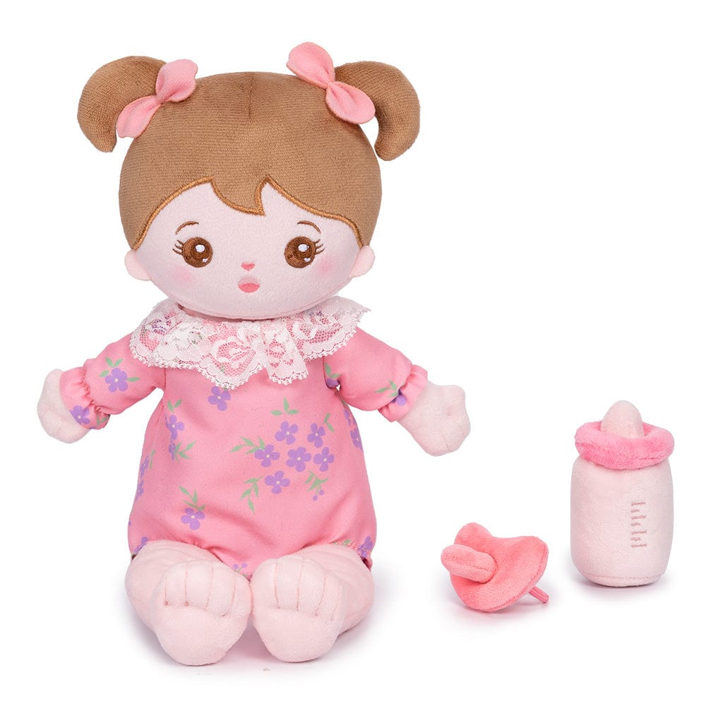 OUOZZZ Personalized Pink Sitting Position Plush Lite Baby Girl Doll