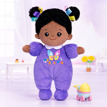 Load image into Gallery viewer, Personalized Purple Deep Skin Tone Mini Plush Baby Doll &amp; Gift Set