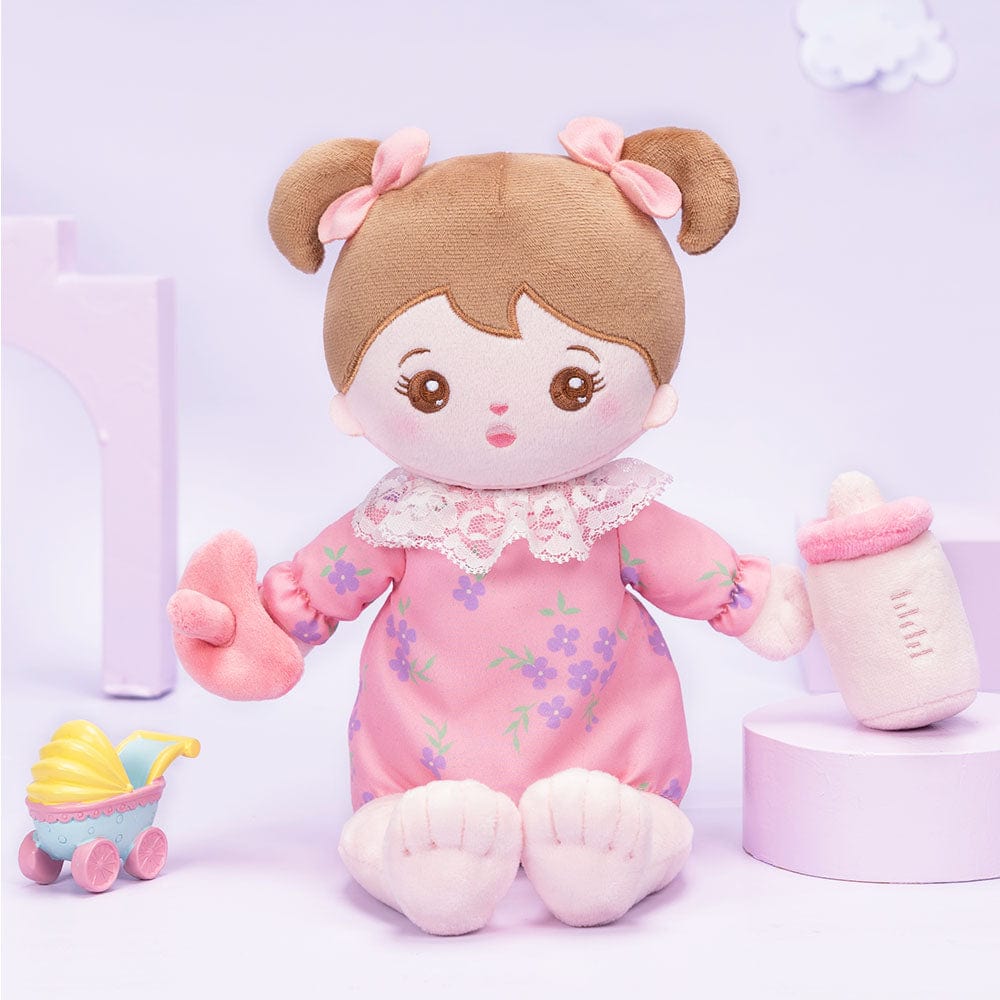 OUOZZZ Personalized Pink Sitting Position Plush Lite Baby Girl Doll