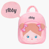 Personalized Blue Eyes Pink Plush Baby Girl Backpack