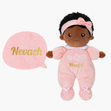 Personalized Pink Deep Skin Tone Mini Plush Baby Doll