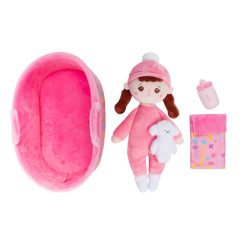 Personalized Mini Plush Braid Girl Baby Doll & Gift Set