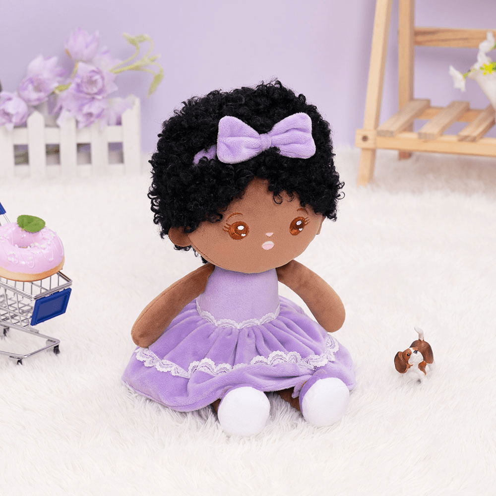 lovinglydoll Lovingly Personalized Deep Skin Tone Plush New Curly Hair Doll