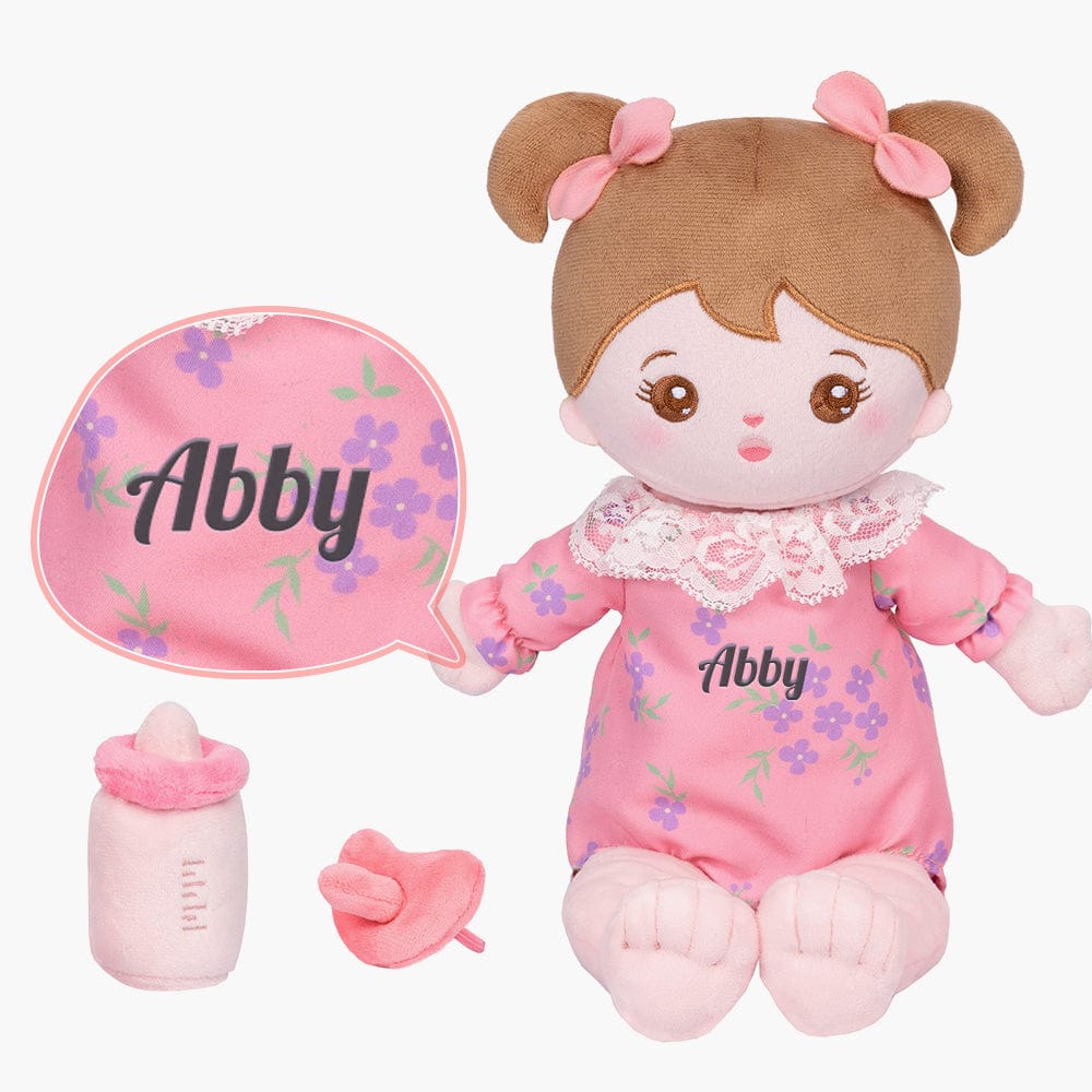 OUOZZZ Personalized Pink Sitting Position Plush Lite Baby Girl Doll