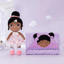 Load image into Gallery viewer, OUOZZZ Personalized Deep Skin Tone Plush Strawberry Doll Doll+Blanket (40 x 40 Inches )