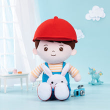 Load image into Gallery viewer, OUOZZZ Personalized Rabbit Overalls Plush Baby Boy Doll