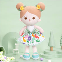 Load image into Gallery viewer, OUOZZZ Personalized Green Floral Girl Plush Doll