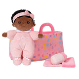 Personalized Pink Deep Skin Tone Mini Plush Baby Girl Doll & Gift Set