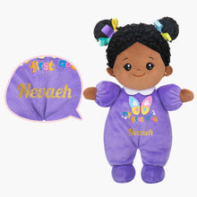 Load image into Gallery viewer, Personalized Purple Deep Skin Tone Mini Plush Baby Doll