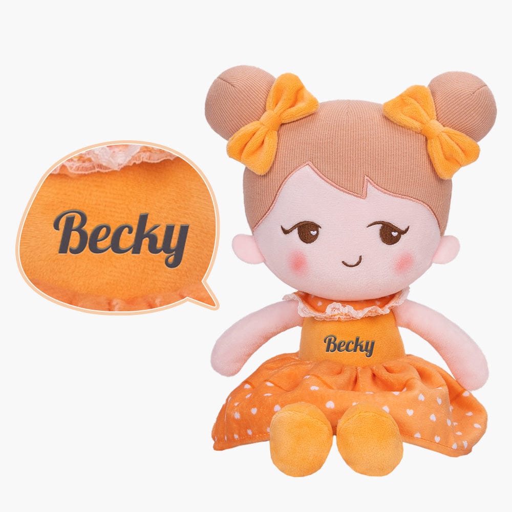 OUOZZZ Personalized Sweet Girl Plush Doll For Kids Becky Orange