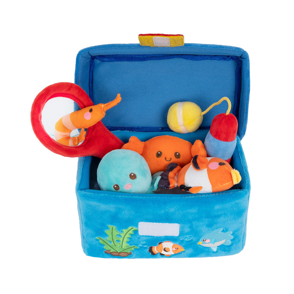 Personalized Baby's First Fishing Tackle Box Plush Sensory Toy Set