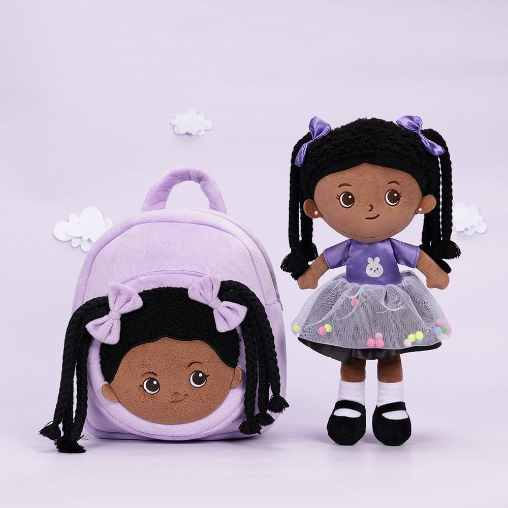 OUOZZZ Personalized Purple Deep Skin Tone Plush Ash Doll Ash+Backpack