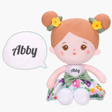 Personalized Green Floral Girl Plush Doll