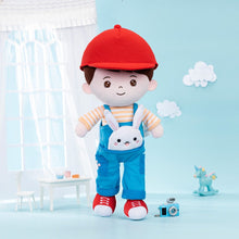 Load image into Gallery viewer, OUOZZZ Personalized Rabbit Overalls Plush Baby Boy Doll