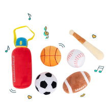 Load image into Gallery viewer, Personalized Baby&#39;s First Sports Bag Plush Playset Sound Toy Gift Set