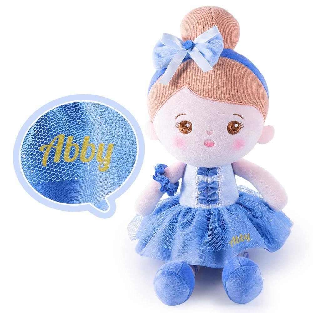 OUOZZZ Personalized Abby Blue Girl Plush Doll and Backpack Gift Set Abby Ballerina + Backpack