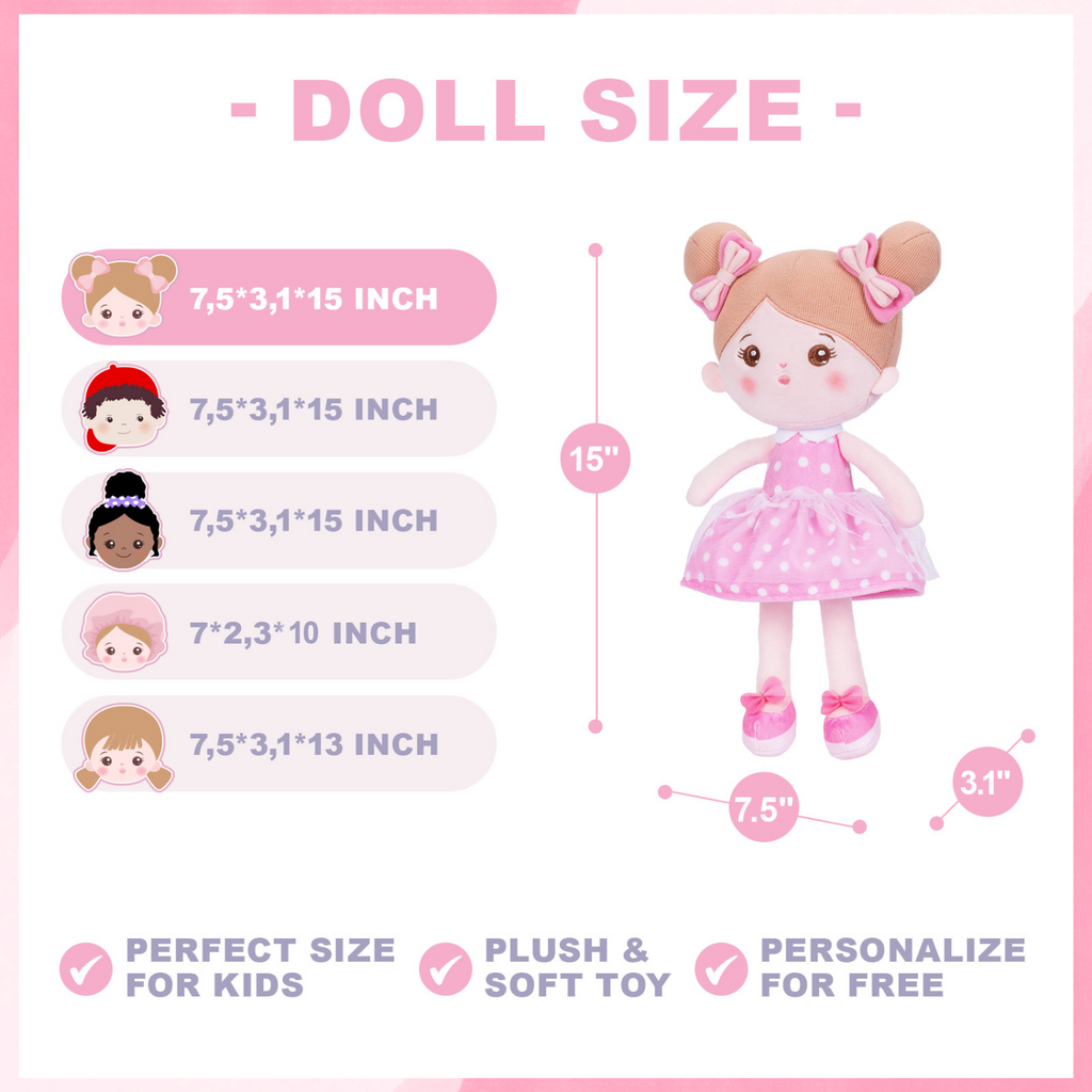 Personalized 10 Inch Plush Doll + Optional 15 Inch Doll or Backpack